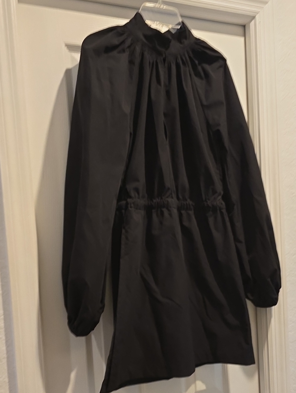 H&M Black Long Sleeve Smocked-Waist Blouse Dress